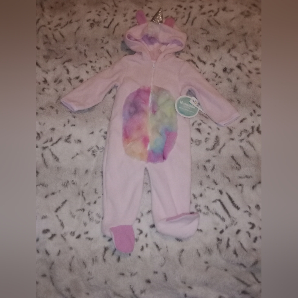 Nannette Baby One-Piece Unicorn Footie Outfit Pink